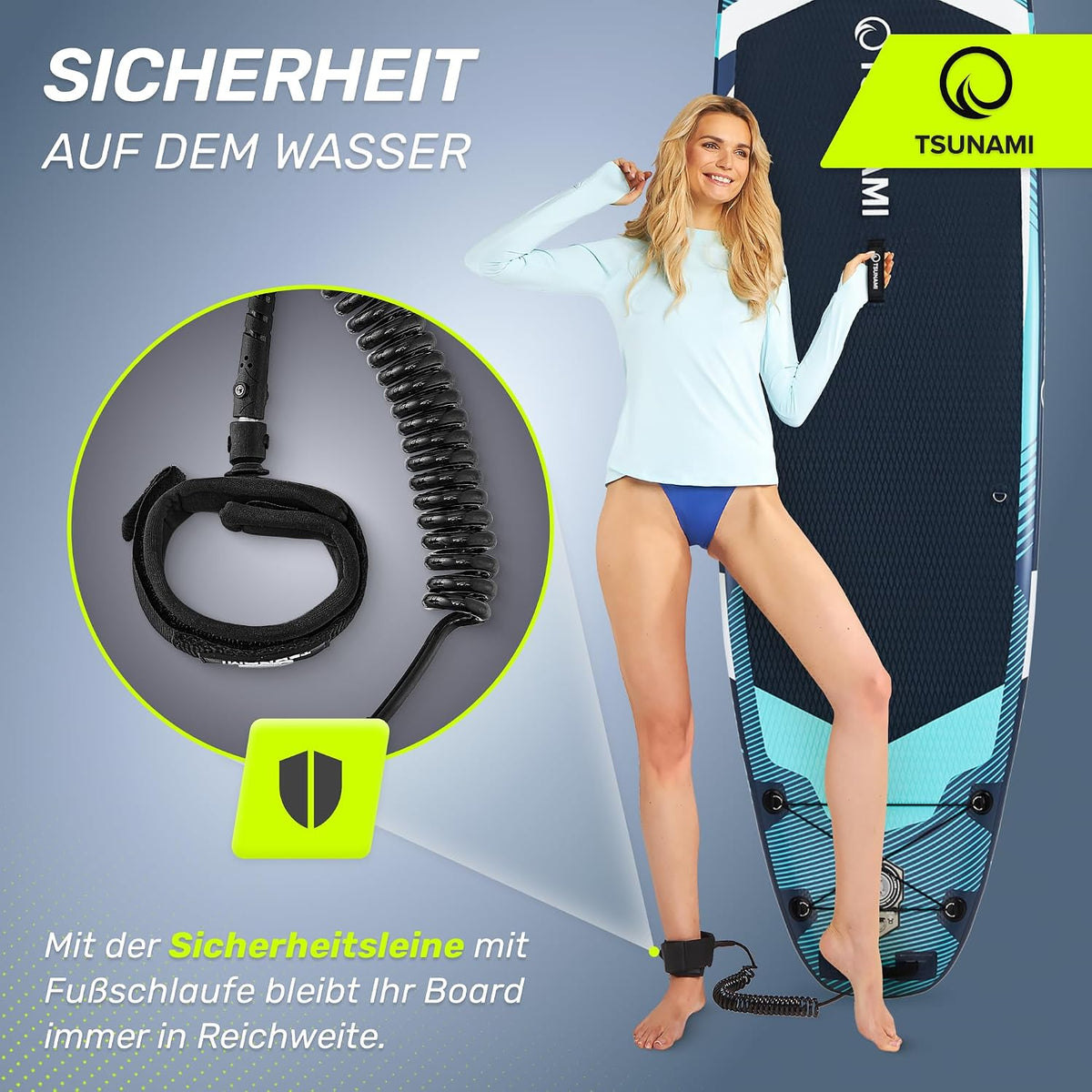 Tabla de Stand Up Paddle TSUNAMI PRO, tabla SUP con accesorios completos, bomba y correa de seguridad, capacidad de carga de hasta 160 kg, longitud 350 cm, material doble y refuerzos internos adicionales