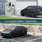 Mobile Wallbox/Estación de carga 22kW con App [trifásica|7m|6-32A] con medidor de energía, cable de carga CEE 32A a Tipo 2 y cargador de VE para Model Y/3, ID.3/4/5, MG4, EX30, e-up, e-tron y otros VE/Híbridos enchufables