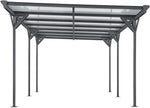 Cochera Juskys con techo plano 5x3 m - Cubierta de aluminio con placas alveolares - Refugio para coches - Montaje independiente - Gris oscuro