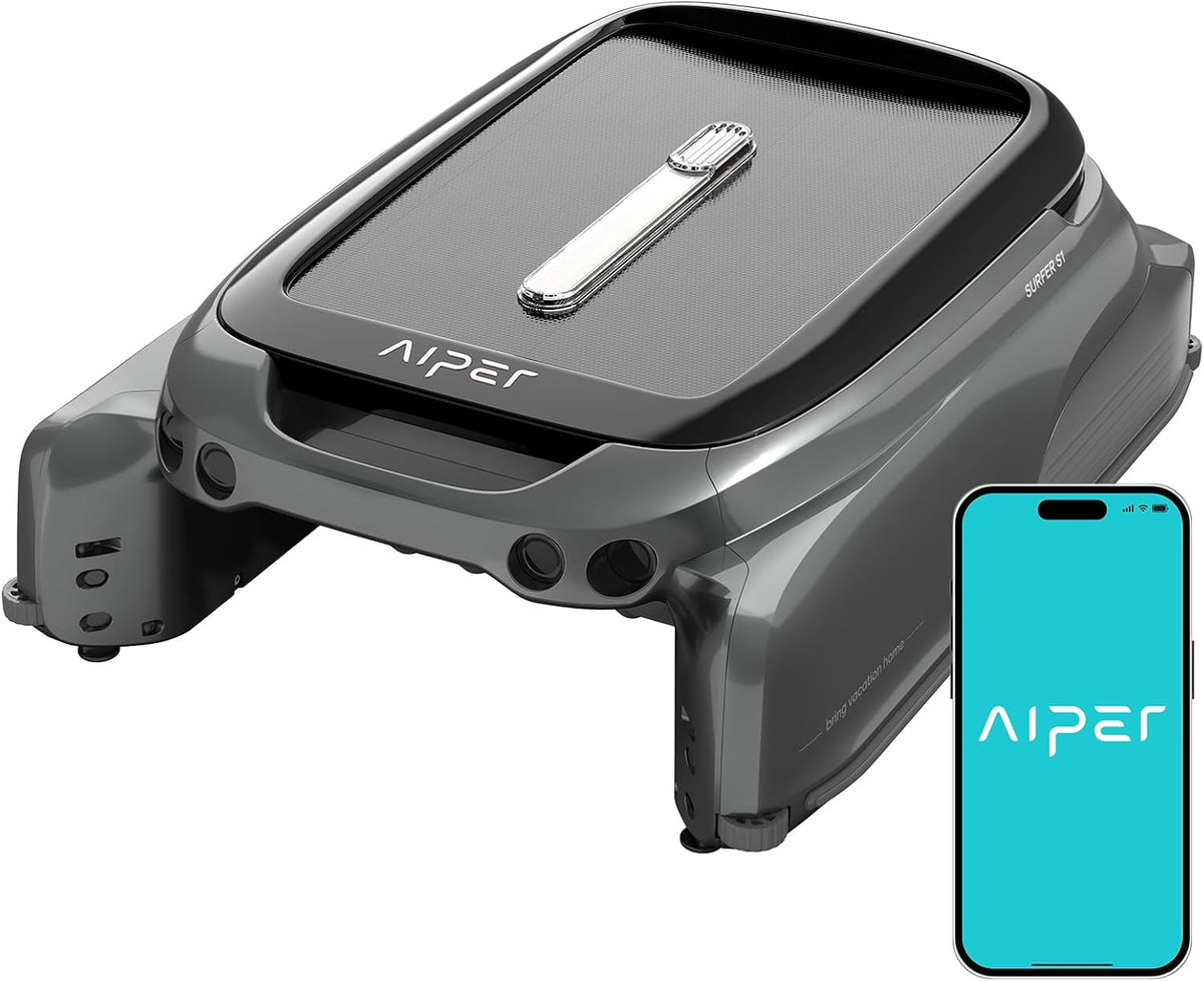 AIPER Surfer S1 Skimmer para piscina, robot de piscina con batería solar, Solarseeker, limpieza de superficie de agua, 20 horas de autonomía, aplicación inteligente, temperatura del agua, ideal para todo tipo de piscinas