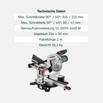 Sierra ingletadora telescópica Metabo KGS 254 M, función de tracción, 254 mm, línea de corte LED PCL, arranque suave, incl. Precision Cut Wood