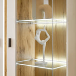 Set de muebles de salón Lomadox de 4 piezas, color blanco y roble, estilo moderno: 1 vitrina, 1 armario alto, 1 mueble bajo, 1 estante de pared, incl. iluminación LED