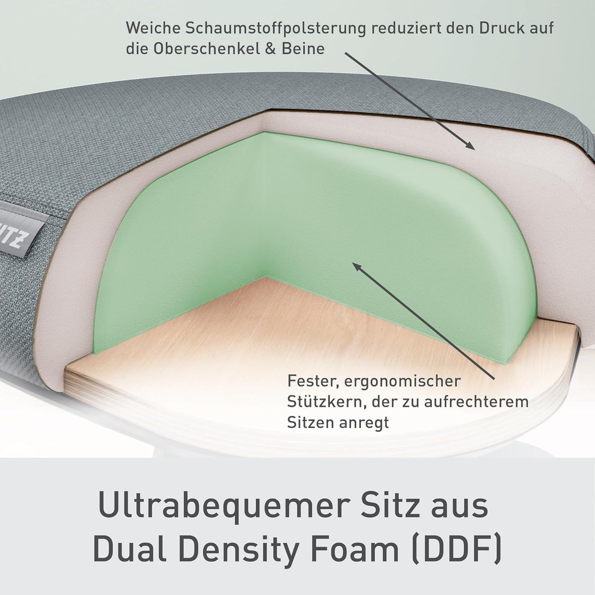 Taburete ajustable en altura Leitz Ergo Active (47–60 cm) con ruedas, taburete de oficina con cojín de asiento, taburete giratorio ergonómico para el hogar, la oficina, el ocio y las aficiones, serie Ergo, negro, 65770095