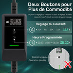 Cargador de coche eléctrico de 3,7 kW [10 m, 6/8/10/13/16 A], cable de carga para coche eléctrico tipo 2 con soporte de pared, pantalla LCD digital, compatible con E-208, Model Y, E-Tech, 500e y otros vehículos eléctricos/híbridos enchufables