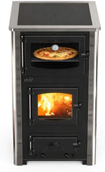 Estufa de leña con horno y placa de cocción ABC Concept 2 Air Mini, conexión múltiple, estufa de leña de 10 kW, chimenea, estufa, estufa de taller, estufa sueca, estufa de cabaña, estufa de calefacción, estufa de leña