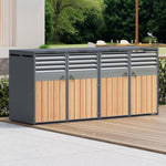 Cubo para 4 contenedores de basura de hasta 240 L con tapa abatible, ventilación con lamas, compartimentos de almacenamiento de basura, cerradura, dos puertas, caseta para jardín, revestimiento para cubos de basura, 4 contenedores