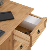 Escritorio CARO-Möbel Salsa de estilo mexicano, elegante mesa para computadora de pino macizo, escritorio de oficina con cajones, teñido y encerado