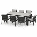 Conjunto de comedor de jardín de aluminio de 7 piezas con mesa de cerámica, poliéster gris/negro