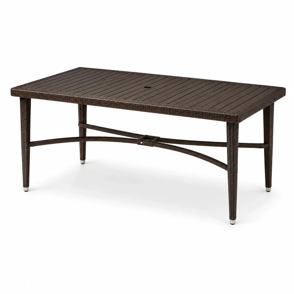 Mesa de jardín rectangular de polimadera y aluminio marrón