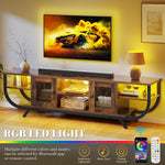 YITAHOME Industrielles TV-Schrank,160cm TV Lowboard für Fernseher bis zu 65 Zoll mit LED-Beleuchtung,Wohnzimmer Fernsehschrank TV Board mit Offenen Stauraum,Vintagebraun