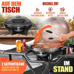 KESSER Parrilla eléctrica 2 en 1 de sobremesa y con soporte, 2400 W, termostato, revestimiento antiadherente, para interior y exterior
