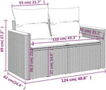 Sofá de jardín vidaXL de 2 plazas con cojines, sofá para jardín y terraza, sofá de terraza con funda extraíble y lavable, muebles de jardín y terraza, ratán sintético beige