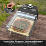 Horno de pizza de gas portátil Mimiuo con piedra para pizza y pala | Horno para pizza para balcón, terraza y jardín, calentamiento rápido y distribución uniforme del calor para resultados de pizza auténticos