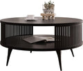 Mesa de centro Mirjan24 Rajkon con estante, forma redonda, patas de metal, mesa de café, mesas de salón, mesa auxiliar, mesa de sofá, mesa de té (Negro Molet, Negro)