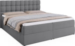 Cama boxspring BROMARKT con arcón, cama tapizada con colchón Bonell y topper, cama para dormitorio con cabecero acolchado Dakota, muelles Bonell, 180x200, grado de firmeza H3, gris Malmo