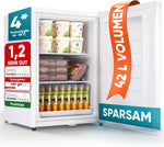 Stillstern Mini Gefrierschrank (42L) -18°C, Eiswürfelschale, Schloss, Türanschlag wechselbar, 4-Sterne Tiefkühlschrank für Camping/Büro Gefriertruhe Klein Gefrierschrank Klein Tiefkühltruhe Weiß