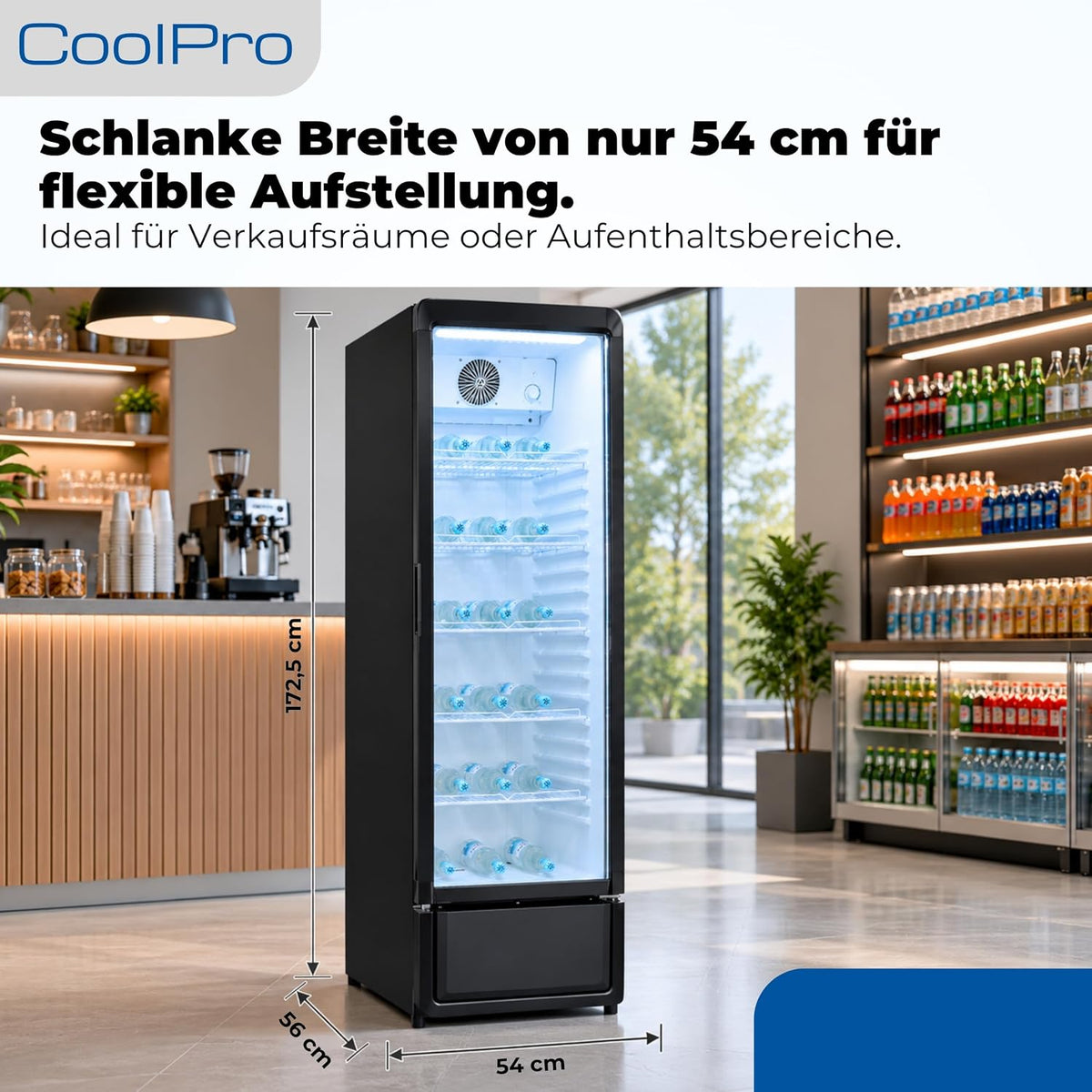 Exquisit Getränkekühlschrank 280 l mit Glastür - Gastro Kühlschrank