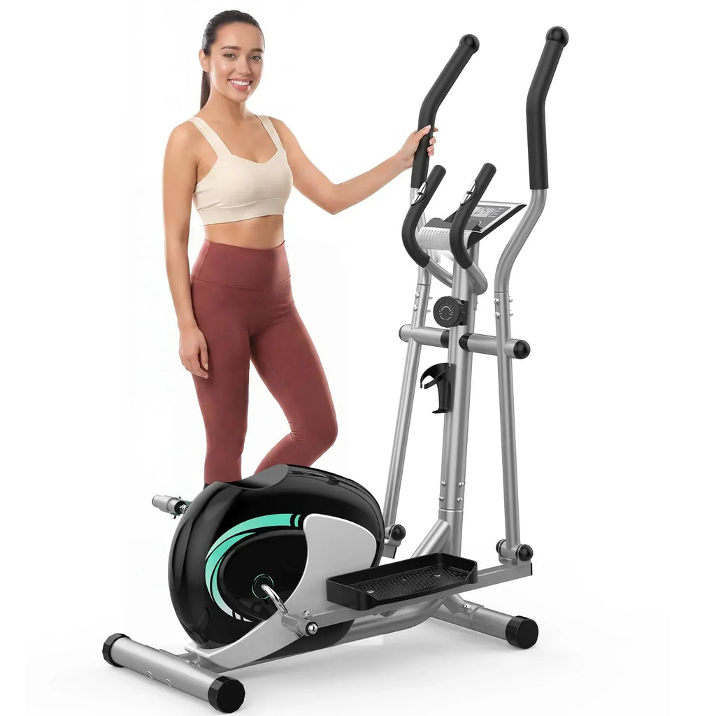 Crosstrainer magnético Dripex Leiser para el hogar con 16 niveles de resistencia, volante de inercia de 6 kg y medición de pulso LCD