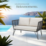 Sofá tipo lounge de ratán tectake®, muebles de salón para exteriores, muebles de balcón, muebles de exterior, muebles de jardín de ratán, sofá de jardín con cojines impermeables para exterior, muebles de balcón para balcones pequeños, jardín de invierno