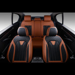 Fundas de asiento trasero FLORICH, fundas de asiento de coche de piel, protector de asiento trasero impermeable, cojín de asiento universal para la mayoría de coches, camionetas y SUV - Marrón y negro