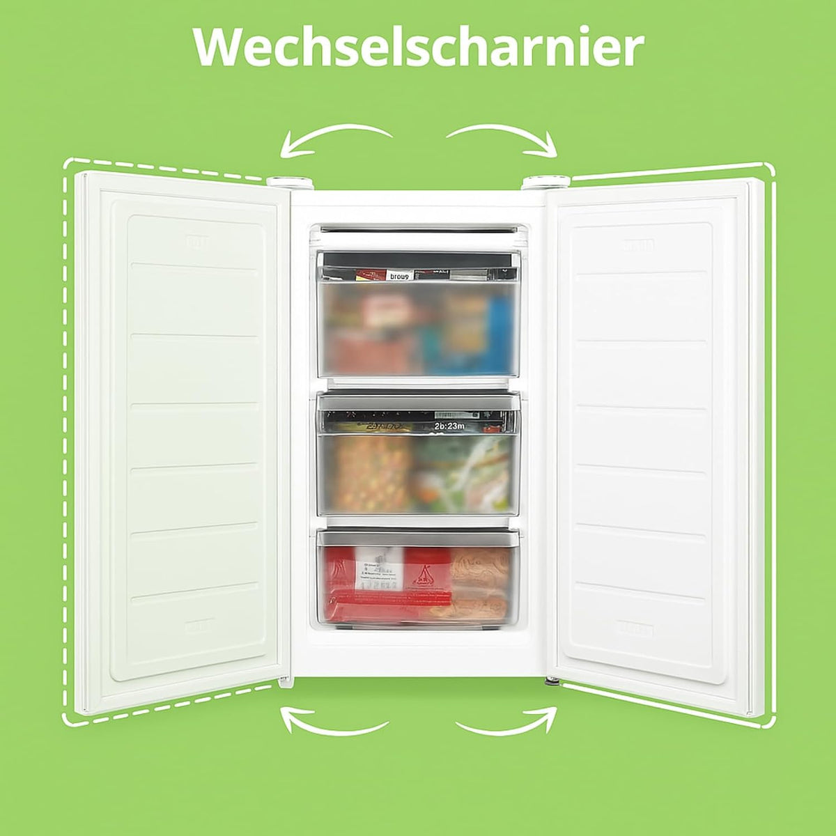 Congelador vertical COMFEE' RCU60WH2(E) de 60L con cajones, 3 cajones de congelación, una puerta, temperatura ajustable, puerta reversible, silencioso, independiente, blanco