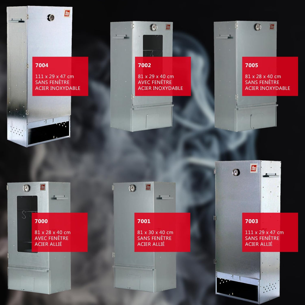 Ahumador Eléctrico ITA 7000 - Conjunto de Ahumador con Calefacción, Generador de Humo - Armario de Ahumado con Ventana y Termómetro - Aleación de Acero - Calidad UE, 81 cm con 3 Niveles