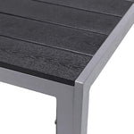 XL Gartentisch Aluminium Non Wood Silber/Schwarz Esstisch Gartenmöbel Tisch Holzimitat wetterfest 180x90x74cm