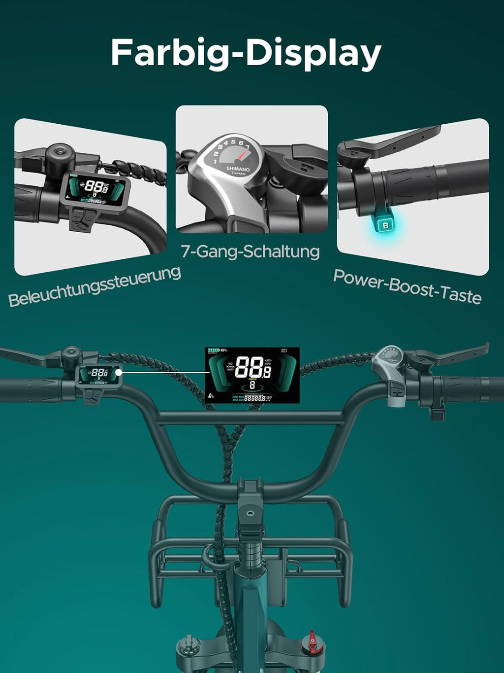 Bicicleta eléctrica ENGWE L20 Boost para adultos, batería extraíble de 48V 13Ah, autonomía de hasta 126 km, neumáticos anchos de 20x4,0, bicicleta eléctrica de 7 velocidades