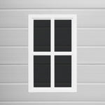 Wasabi - Caseta de resina para jardín Unit 1.4 – Ventana de luz natural - Suelo incluido - Paneles de 12 mm de espesor - Gris y blanco - Cobertizo de PVC para almacenaje exterior - 1,37 m² - Techo plano
