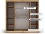 MEBLE KRYSPOL Armario con puertas correderas Verona 1 de 180 cm, armario con barra para colgar ropa y estante, armario para dormitorio o sala de estar, puertas correderas, diseño moderno (cajones: 0, negro + blanco)