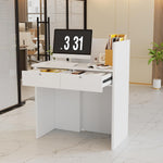 Mostrador de recepción con tira de luz LED, escritorio de recepción pequeño con cajones con cerradura, mueble de recepción moderno, mesa de recepción, mostrador frontal compacto para salón, negocio, hotel y oficina, 44x80x100 cm
