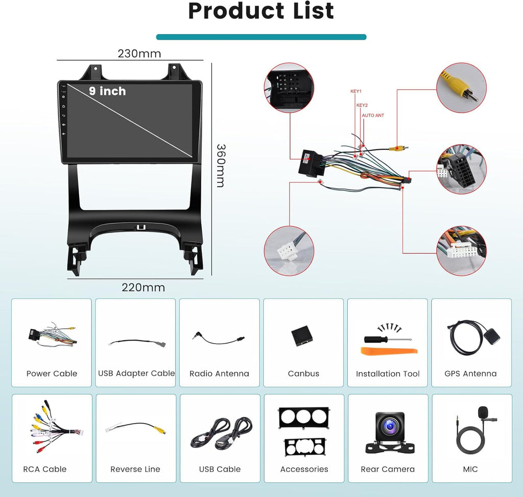 [2G+64G] Hikity Autoradio Android 15 para Peugeot 3008 2009-2015, Carplay inalámbrico y Android Auto, pantalla de 9 pulgadas con GPS, WiFi, Bluetooth, Mirror Link, FM/RDS, MIC, SWC, cámara de visión trasera