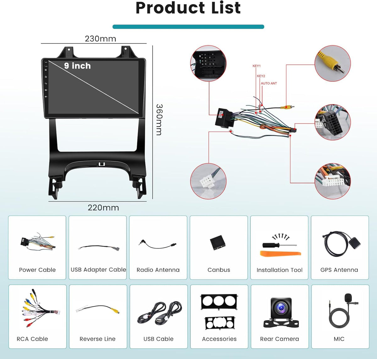 [2G+64G] Hikity Autoradio Android 15 para Peugeot 3008 2009-2015, Carplay inalámbrico y Android Auto, pantalla de 9 pulgadas con GPS, WiFi, Bluetooth, Mirror Link, FM/RDS, MIC, SWC, cámara de visión trasera