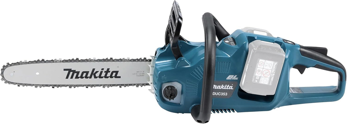 Motosierra a batería Makita DUC353, longitud de espada de 350 mm, funcionamiento a batería