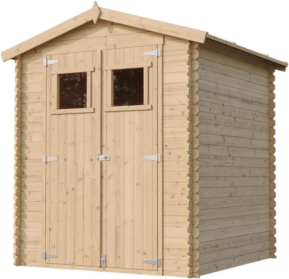 Caseta de jardín de madera - Cobertizo de madera 196x186x218 cm / 2,82 m2 - Cobertizo de almacenamiento para jardín - Caseta para bicicletas - TIMBELA M320