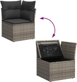 vidaXL 5-TLG. Garten-Sofagarnitur mit Kissen Grau Poly Rattan Akazie, Outdoor Sofagarnitur, Gartensofa Set, Lounge Set, Sofagarnitur Terrasse