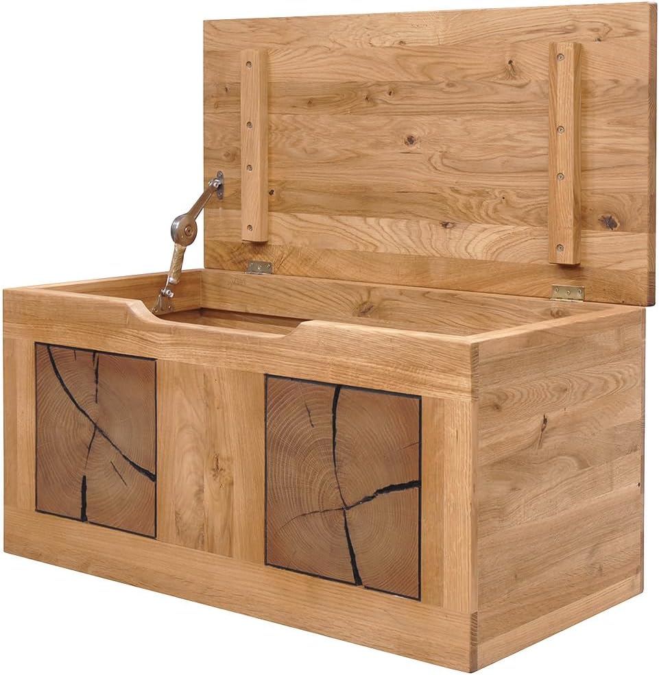Lomadox Sitztruhe Massivholz Sitzbank Wäschetruhe Sitztruhe Betttruhe B/H/T ca. 80/40/40 cm modern in Eiche geölt mit Hirnholz