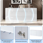 Aparador de salón de alto brillo con 3 puertas, buffet con puertas LED, mueble de salón moderno, armarios de almacenamiento para salón, comedor y pasillo, blanco