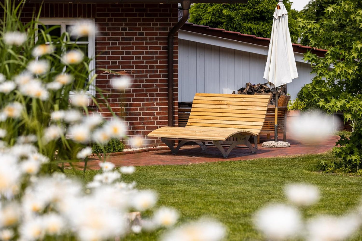 Waldsofa Classic, alerce, para 2-3 personas, tumbona de sol, tumbona de exterior, tumbona ergonómica, tumbona de jardín de madera, galvanizado en caliente