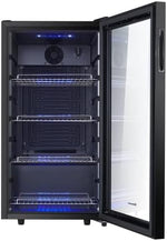 Refrigerador de bebidas Kalamera, nevera para cerveza con panel de control táctil, zona de refrigeración de 3-18 °C, refrigerador de botellas de 86 litros, iluminación interior LED azul, 41 dB, KRC-86GE