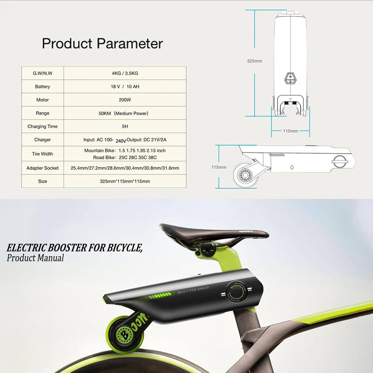 Kit de conversión para bicicleta eléctrica + adaptador de tija de sillín, 6 velocidades, máx. 25 km/h, ligero (2 kg) y fácil de transportar + control por aplicación, ideal para bicicletas de montaña y carretera