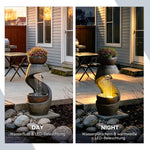Fuente de jardín Bumilgar, fuente ornamental, fuente de interior, fuente con luz LED, cascada, juego de agua para jardín, balcón, terraza, 82 cm
