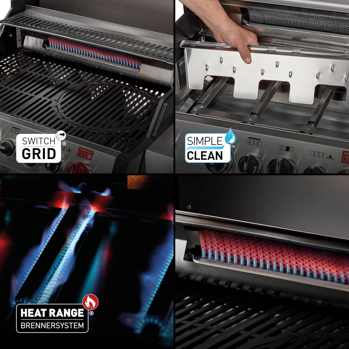 Barbacoa de gas Enders® MONROE PRO 4 SIK TURBO, 4 quemadores de acero inoxidable, hornillo lateral, quemador trasero por infrarrojos, ventana de visualización, HEAT RANGE™, SWITCH GRID™, 800 °C TURBO ZONE™, SIMPLE CLEAN™, #8378