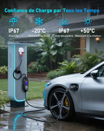 EVJUICION Cargador de coche eléctrico de 11 kW CEE trifásico 6A-16A, cargador EV tipo 2 con soporte de pared, pantalla digital, tiempo de carga ajustable [0-12 h], portabilidad, cable de carga tipo 2 de 6 m con bolsa