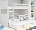 Interbeds Etagenbett für 3 Kinder Stockbett Hochbett 200x90 cm Holzbett Kiefernholz Kinderbett zusätzlicher Schlafplatz in der Schublade Jugenbett mit Lattenrost und Rausfallschutz