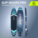 Tabla de Stand Up Paddle TSUNAMI PRO, tabla SUP con accesorios completos, bomba y correa de seguridad, capacidad de carga de hasta 160 kg, longitud 350 cm, material doble y refuerzos internos adicionales