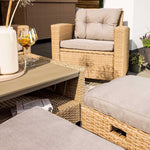 Set de muebles de jardín de poliratán Firenze de di volio - Conjunto lounge con sofá doble, 2 sillones, 2 taburetes y mesa - Set de muebles de jardín con aspecto de ratán, incluye una manta de forro polar