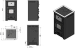 Estufa de leña con horno y placa de cocción ABC Concept 2 Air Mini, conexión múltiple, estufa de leña de 10 kW, chimenea, estufa, estufa de taller, estufa sueca, estufa de cabaña, estufa de calefacción, estufa de leña