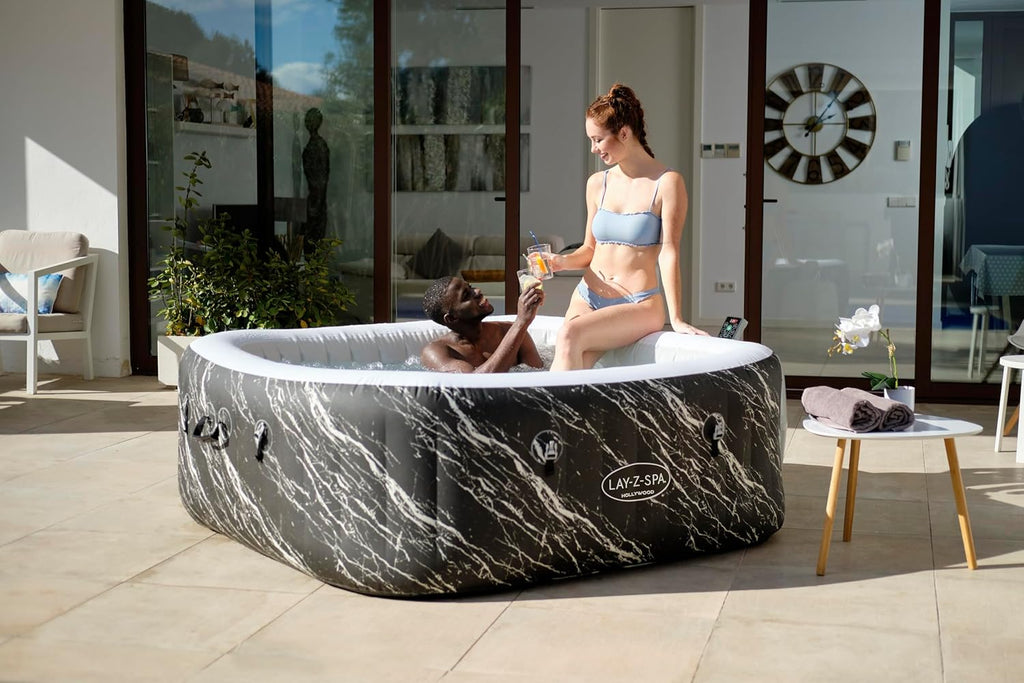 Jacuzzi® inflable con luces LED Bestway® Lay-Z-SPA® Hollywood AirJet™ para 6 personas, 180 x 180 x 66 cm, efecto mármol (Marquinia)