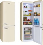 Amica Retro Kühl-Gefrierkombination 244L 181 x 55 x 61,5cm KGCR 387 101 B | 181L Kühlteil 63L Gefrierteil, LED Beleuchtung, Automatische Abtauung, Sicherheitsglas, Chrom-Flaschengitter, Leiser Betrieb
